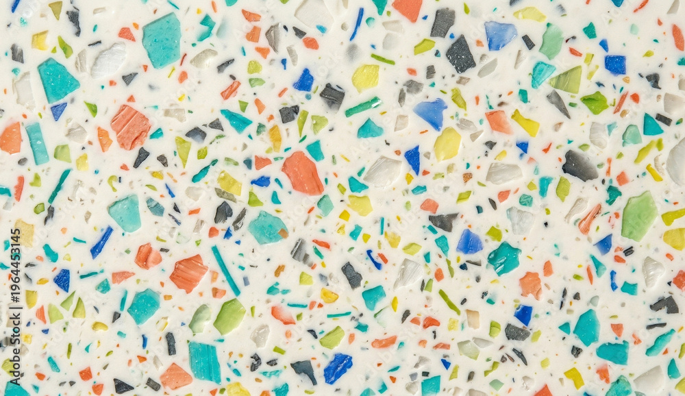 Obraz premium Sustainable Recycled Plastic Terrazzo Composite Material Texture, Close-Up