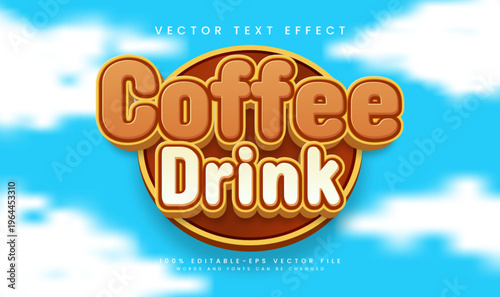Coffee drink editable vector text effect with sweet menu theme, suitable for coffee design needs.
