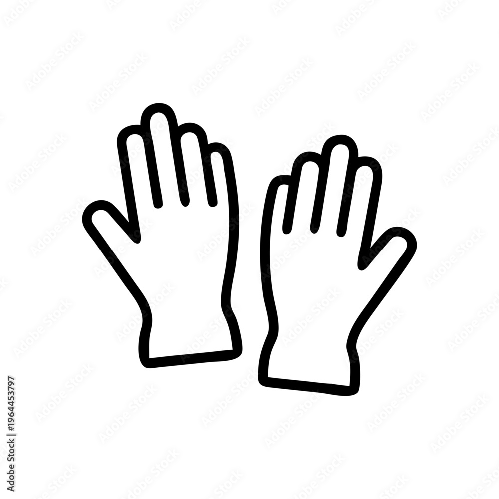 Obraz premium Medical Gloves Line Icon. Protective Healthcare Gloves, Surgical Safety Equipment Outline Vector