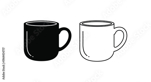 Black and white coffee mug contrast Vector