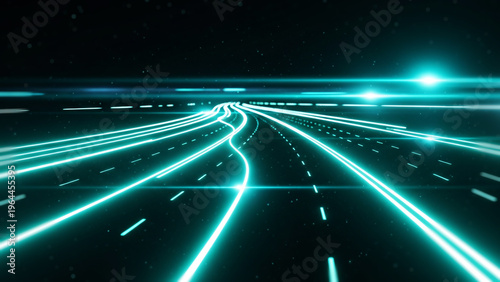 未来のデジタルハイウェイ、高速通信とテクノロジーの抽象的な背景
