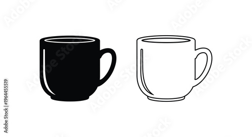 Black and white coffee mugs illustration Vector