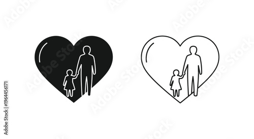 Father and child in heart shape love family Vector