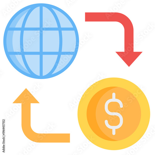 Wire Transfer icon in flat style, suitable for international finance, banking, transaction concept illustrations
