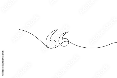 Minimalist vector illustration featuring a double quotation mark symbol created with a single continuous line. Perfect for modern blog designs, literary themes, and speech icons.