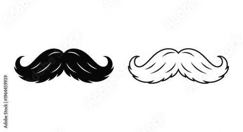Vintage mustache illustrations black white Vector
