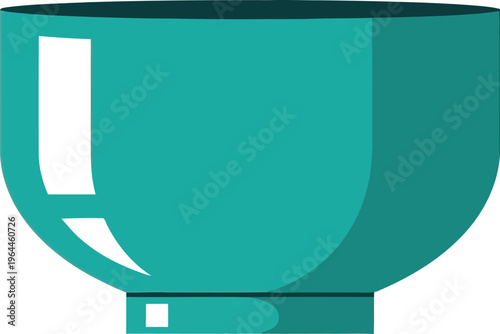 A minimalist flat vector illustration of a simple deep teal ceramic bowl for kitchen and dining use