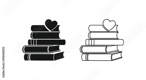 Love reading books heart literature stack Vector