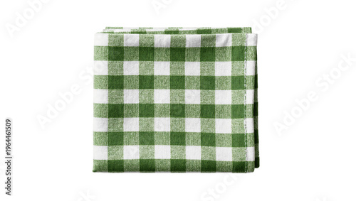 Foto Isolated folded green and white checkered picnic blanket or tablecloth for home