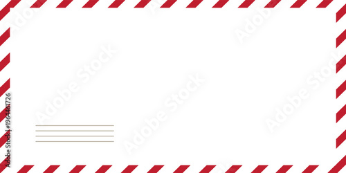 Airmail envelope frame. Commercial envelope. International vintage letter border. Retro air mail postcard with blue and red stripes. Blank correspondence paper template.eps,10