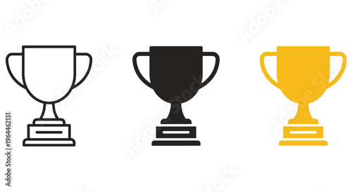 Trophy cup icon representing victory and achievement. Symbol of success, award and winning for business goals, sports competitions, performance ranking and motivation design.
