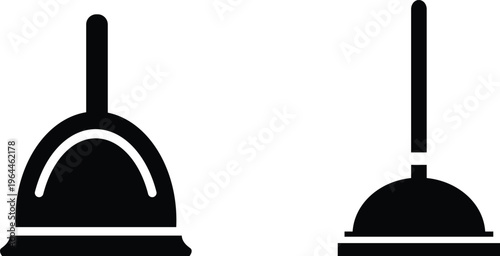 Black and white icons of dustpans with handles