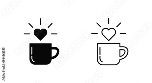 Coffee love heart icons Vector