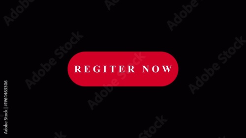  Register now button icon animation on a transparent background.register now text animation, register now text reveal, register now logo icon aniamtion.Click on register now button.4k video animation,