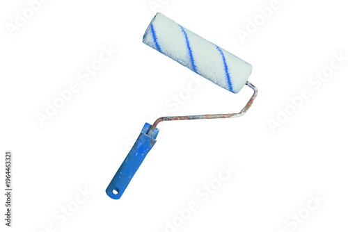 Foto Painting tool used roller isolated on white