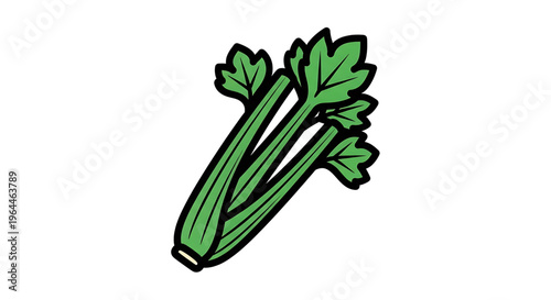A vibrant green celery icon with leaves, illustrated in a modern flat design style.