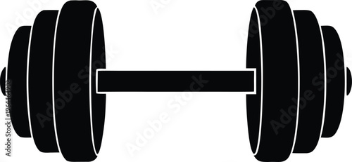 Heavy Weight Barbell Silhouette Illustration