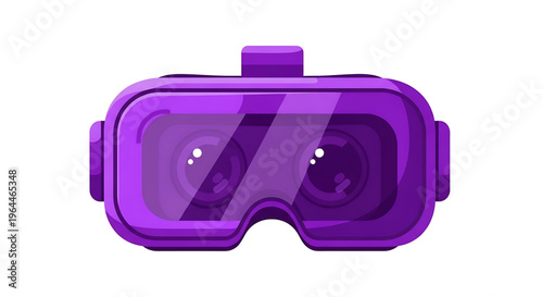 A purple virtual reality headset icon on a white background