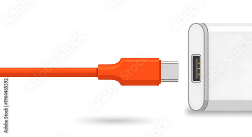 A vector graphic illustration of a USB-C cable connecting to a mobile device