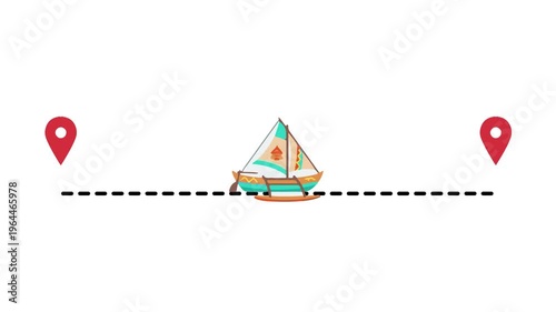 Sea Ship Path Location Green Screen