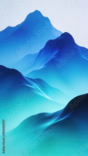 Blue mountain landscape with gradient sky