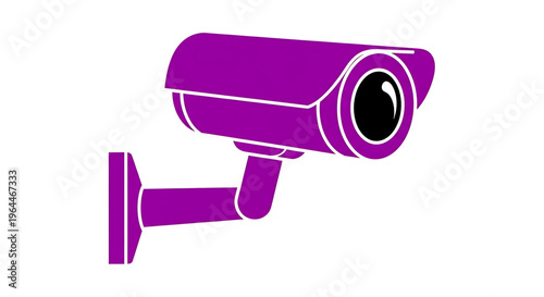 A purple security camera icon on a white background, representing surveillance and safety