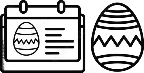Easter day celebration icon with calendar and decorated egg
