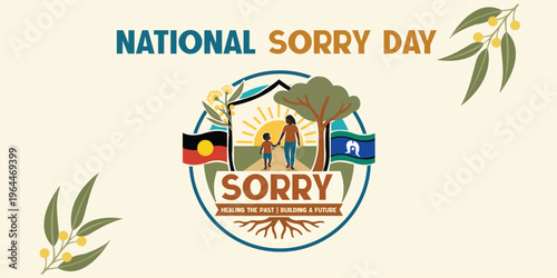 National Sorry Day Illustration Healing the Past Building a Future Aboriginal and Torres Strait Islander Awareness Design