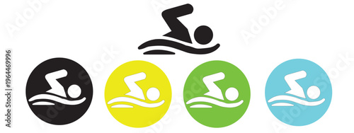 Swimmer icons representing aquatic sports or recreational activity.
