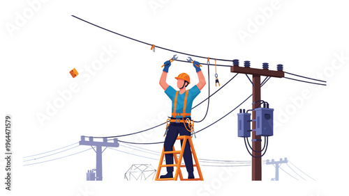 Lineman at Work: A skilled lineman, equipped with safety gear, works diligently on power lines, ensuring the smooth flow of electricity. A testament to expertise, dedication.