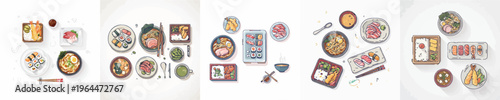 Delicious Japanese Dishes Vector Illustration