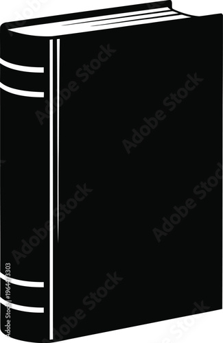 black hardcover book standing upright on white background minimal design