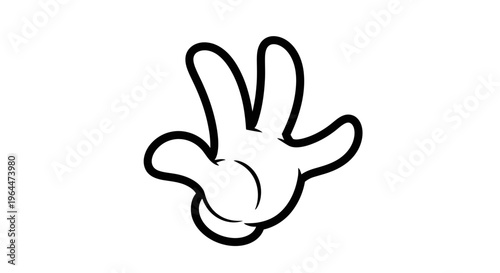 Simple cartoon hand with five fingers outstretched, depicting a friendly wave or showing palm on an isolated white background.