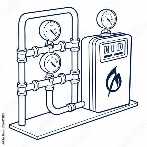 Industrial pipeline system with gauges and valves machinery