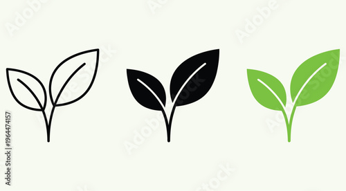 Two leaves icon. Leaf symbol. Nature organic isolated illustration. Vegetarian or vegan label. Green eco logo.

