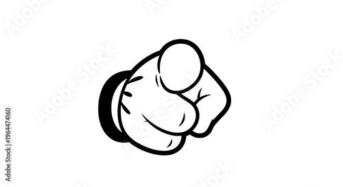 Cartoon Hand Pointing Finger Directly at Viewer on Isolated White Background