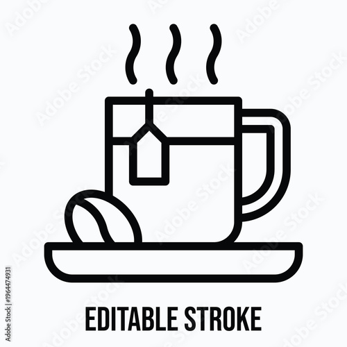 Coffee Icon, Lineal style vector icon, Editable stroke. 