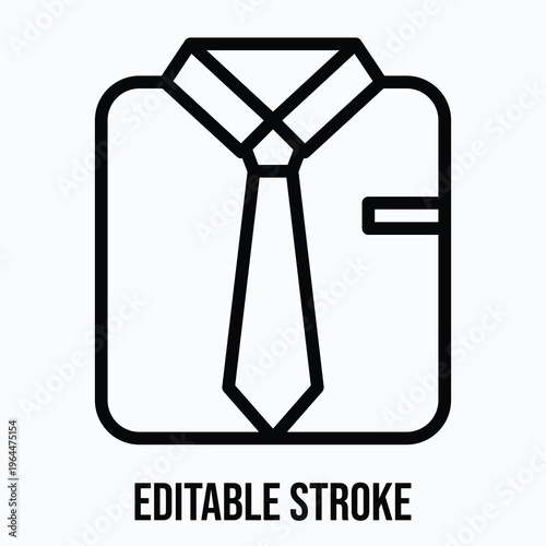Tie And Shirt Icon, Lineal style vector icon, Editable stroke. 