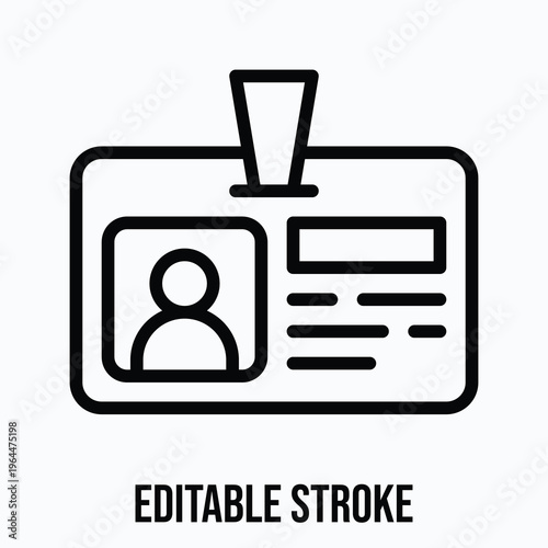 Id Card Icon, Lineal style vector icon, Editable stroke. 