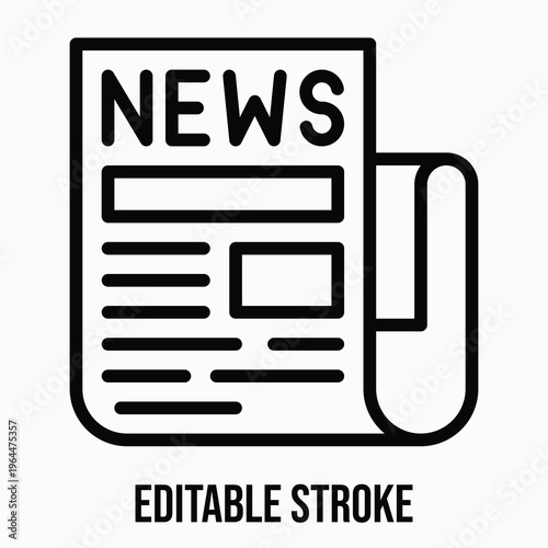 News Icon, Lineal style vector icon, Editable stroke. 