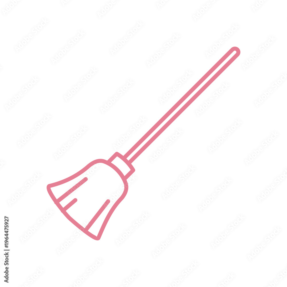 Naklejka premium Colored Simple Shape Broom Cleaning Service Icon Vector Template