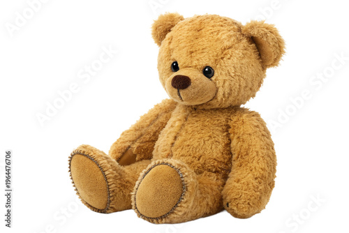 Brown teddy bear isolated on transparent background, cute stuffed animal toy for kids and decoration, nice soft plush toy for children