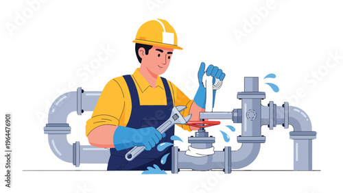 Mastering the Craft of Plumbing: A skilled plumber addresses a leaky pipe with precision and expertise, demonstrating essential repair techniques in a critical plumbing task.
