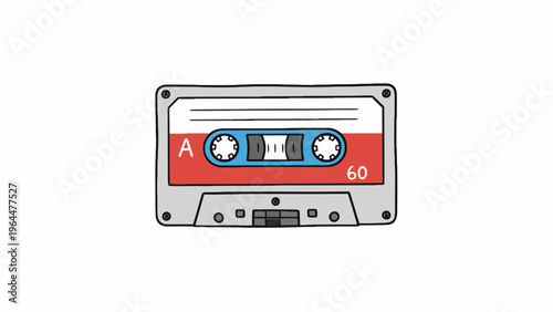 Retro Audio Cassette Tape Illustration on White Background