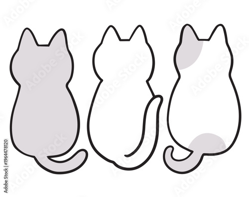 Cute cartoon Three Cats Sitting Together.