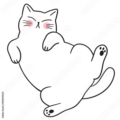 Cute cartoon White Cat Illustration.