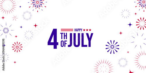Fourth july banner. USA independence day 4 july card. Vector illustration