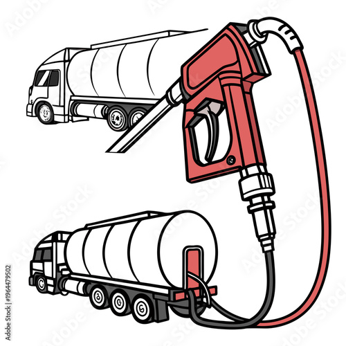 Fuel truck and gas pump tanker truck fuel nozzle transportation
