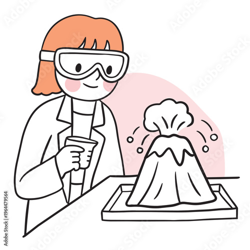 Child Performing Volcano Experiment