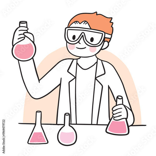 Scientist Holding Flask With Pink Liquid